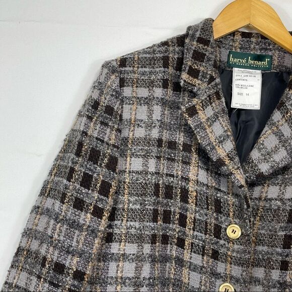 Harve Benard Brown Plaid Button Up Wool Jacket - Picture 5 of 14